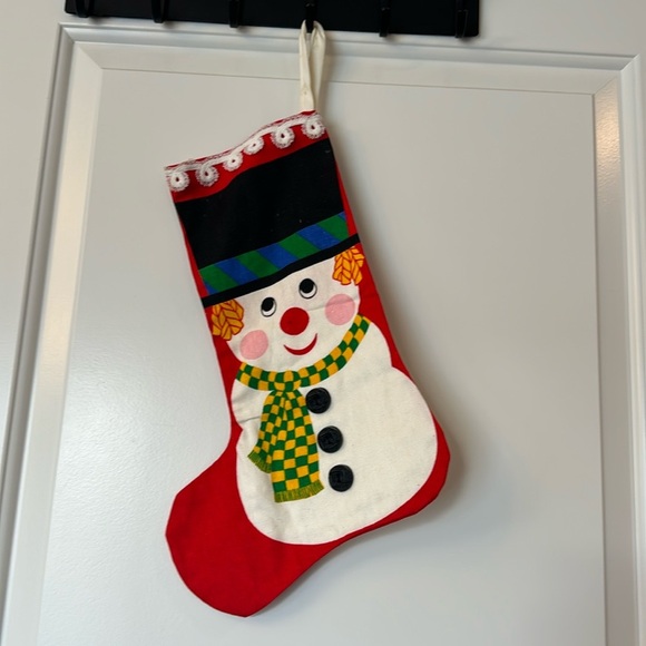 VINTAGE Christmas Stocking snowman - homemade - unique - Picture 1 of 7